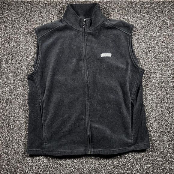 Columbia Fleece Vest Mens XXL Black Zip-Up Outdoor Hiking Layer Soft - Picture 1 of 5
